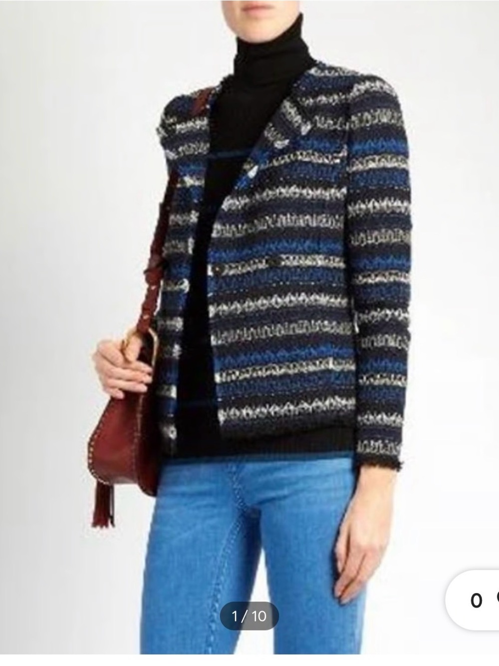Rebecca Taylor Navy and Black Striped Knit Jacket